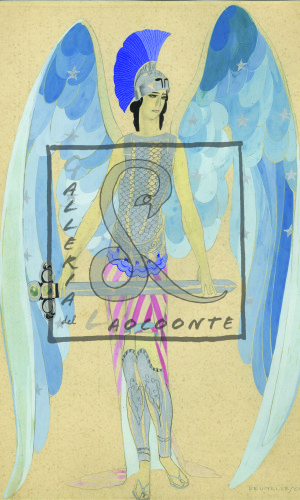 Umberto Brunelleschi -  Bozzetto di costume teatrale, 1935 ca. Tempera e matita su carta Cm. 35,5x25