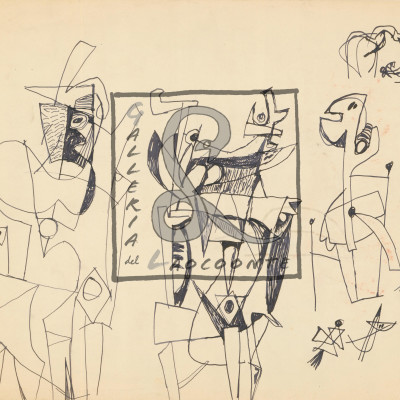Afro Basaldella - Studio di tre Figure, 1947 Inchiostro, Cm 30,8x36,6