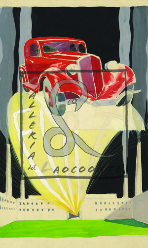Umberto Brunelleschi - Fiat 508 Balilla, 1932 Tempera e matita su carta